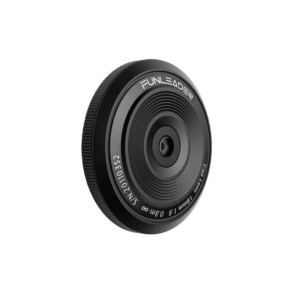 Funleader caplens 18mm f/8.0 for mirrorless camera side view