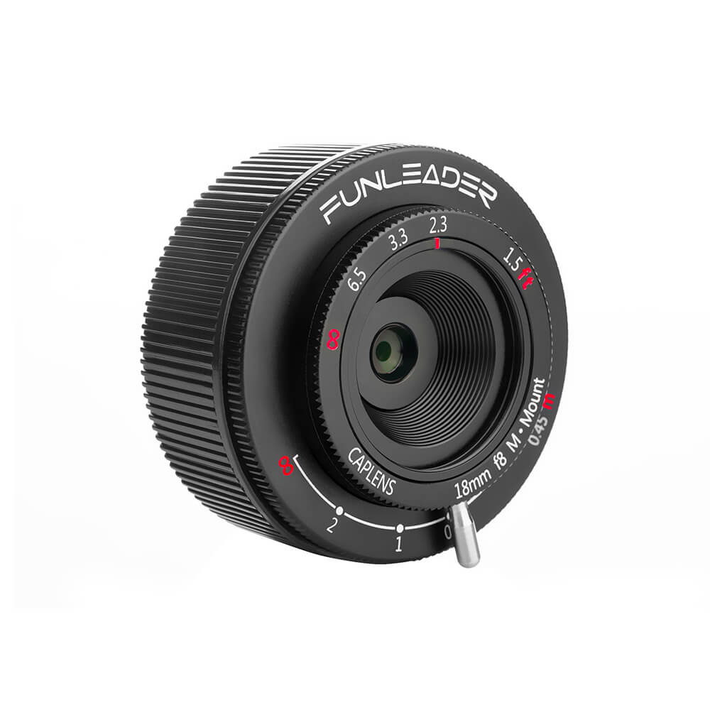 Funleader caplens 18mm f8 for m-mount black with a cap